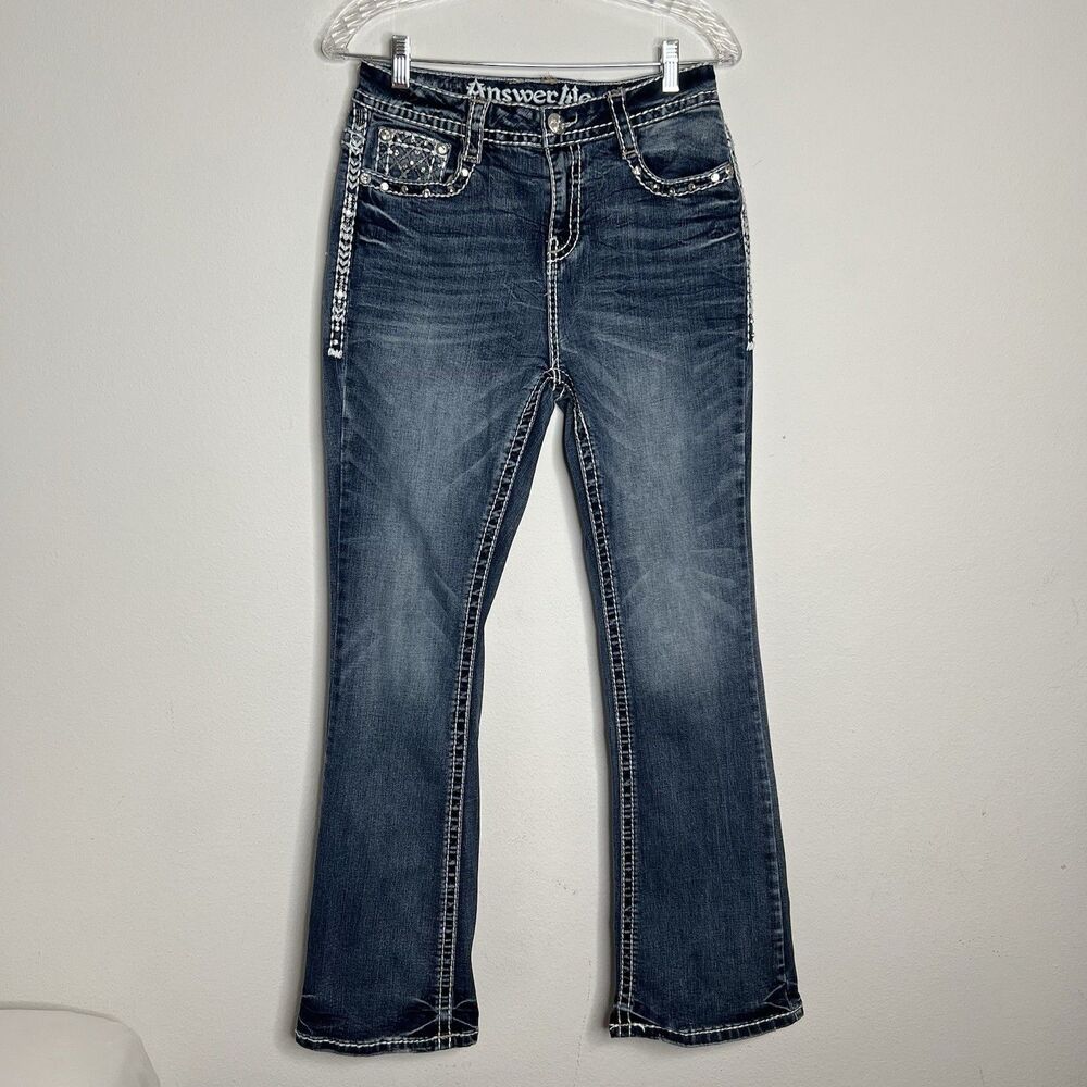 Answer Me Women’s Jeans Boot Cut Embroidered Blue Size 11/33 (29X32)